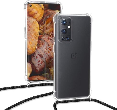 kwmobile Crossbody Case Compatible with OnePlus 9 Pro Case - Clear TPU Phone Cover w/Lanyard Cord Strap - Blue/Transparent in Saudi Arabia