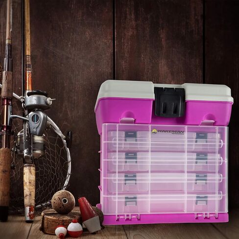 Tackle Box Organizer - Durable Plastic Storage Tacklebox with 4 Drawers and 19 Compartments for Camping, Fishing, and Craft Supplies by Wakeman (Gray) in Saudi Arabia