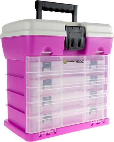 Tackle Box Organizer - Durable Plastic Storage Tacklebox with 4 Drawers and 19 Compartments for Camping, Fishing, and Craft Supplies by Wakeman (Gray) in Saudi Arabia