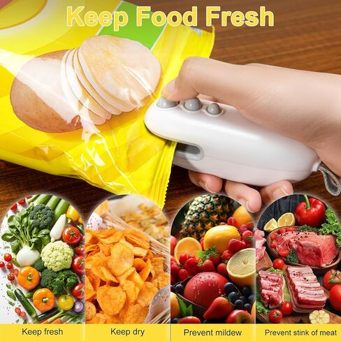 Mini Bag Sealer Type-C Rechargeable, 2 in 1 Heat Sealer and Cutter, Portable Handheld Food Storage Vacuum Sealer for Chip Bags/Snack Bags/Plastic Bags, Blue in Saudi Arabia