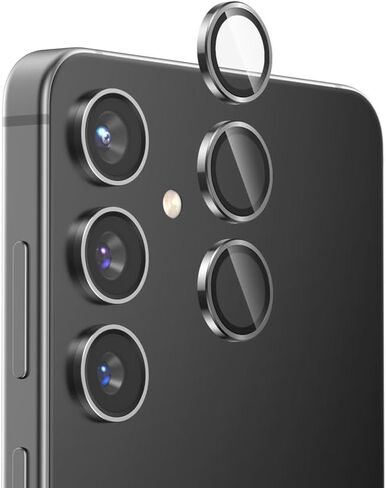 FLOLAB NanoArmour for Samsung Galaxy S24 Camera Lens Protector Durable, Tempered Glass Camera Cover, Aluminum Lens Cover, Anti Reflective TruColors Crystal Clear, and Easy to Install - Silver in Saudi Arabia