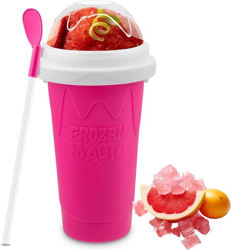 Slushie Maker Cup, Quick Frozen Magic Cups for Homemade Milk Shake Ice Cream Maker, Double Layer Squeeze Slushy Maker Cup, Birthday Gifts for Kids,Friends,Family(Pink, 350ML) in Saudi Arabia