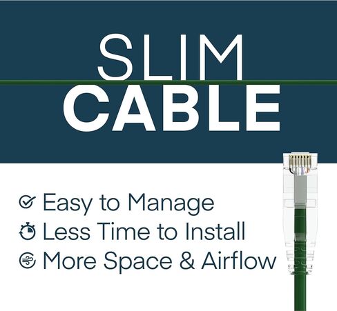Slim 10 Pack - 1ft Cat6A Cable with 4 8-Inch Hook and Loop Straps, 28AWG Ethernet Patch, Network, Clear Boot, Cat 6A Internet, Black, 1 Foot, by UNC Group in Saudi Arabia