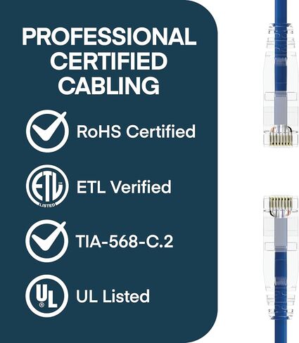Slim 10 Pack - 1ft Cat6A Cable with 4 8-Inch Hook and Loop Straps, 28AWG Ethernet Patch, Network, Clear Boot, Cat 6A Internet, Black, 1 Foot, by UNC Group in Saudi Arabia