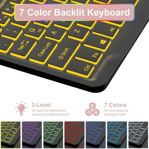 Galaxy Tab S7 FE Case 12.4" Tablets with Keyboard for Samsung Galaxy Tab S8 Plus/Tab S7 Plus S7+ S8+Case,7 Colors Backlit Tablet Cover Wireless Bluetooth Keyboard with S Pen Holder (Blue) in Saudi Arabia