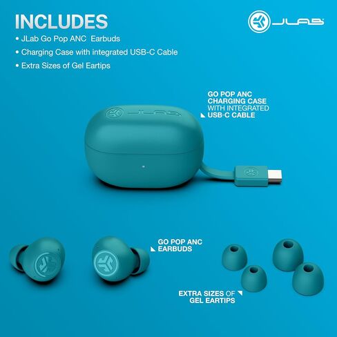 JLab Go Pop ANC ANC True Wireless Facbuds & Charging Case ، Purple Purple الشفافة ، إلغاء الضوضاء النشط ، برامج تشغيل 10 مم ، الاتصال المزدوج ، تخصيص صوتك مع التطبيق ، كن على دراية بالوضع ، Google Fast Pair in Kuwait