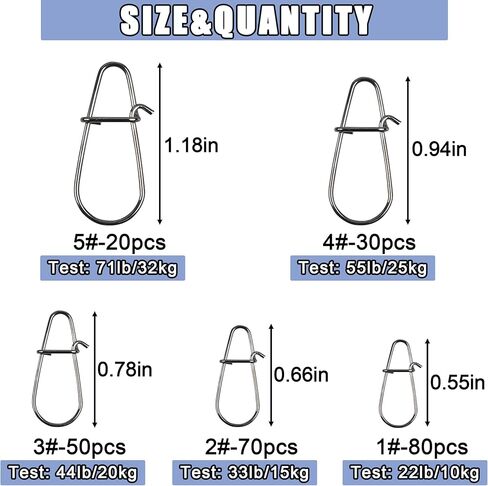 JSHANMEI CRANKBAIT SNAPS الصيد مقاطع المفاجئة الفولاذ المقاوم للصدأ قفل الثنائي اللقطات تغيير سريع مقاطع الصيد السرعة سريعة الخطاف الموصل in Kuwait