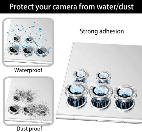 Compatible for Samsung Galaxy S22 Ultra Camera Lens Protector Glitter, Cute Bling Camera Cover with Tempered Glass Screen, Sparkly Metal Ring, Case Friendly (Black) in Saudi Arabia