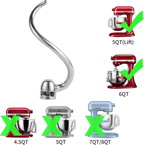 Stainless Steel Paddle Attachment Rust-Resistant Compatible with KitchenAid 5-6QT Mixer, Bowl Lift Stand Mixer Attachment for Quick Kneading of Bread, Pasta, Cookies, Pizza, Etc. Dishwasher Safe in Saudi Arabia