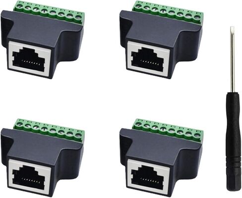 4PCS RJ45 Screw Terminal Adapter Block,RJ45 Ethernet Male to 8 Pin Connector for CCTV DVR Cat5 Cat6 Cat7 in Kuwait