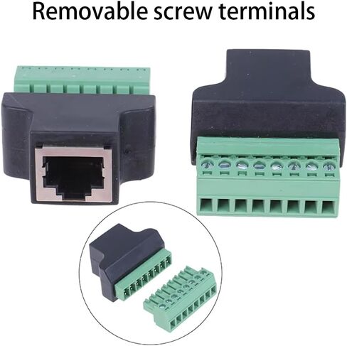 4PCS RJ45 Screw Terminal Adapter Block,RJ45 Ethernet Male to 8 Pin Connector for CCTV DVR Cat5 Cat6 Cat7 in Kuwait
