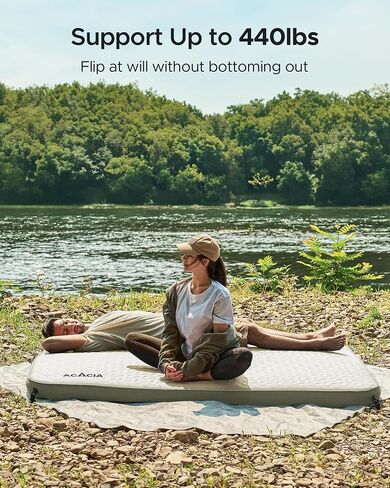 ACACIA 4.3" Thick Self Inflating Sleeping Pad with Foam | Innovative Y-Shaped Telescopic Structure | Ultraportable Camping Mattress | Outdoor Compact Air Mat for Tent Car | in Saudi Arabia