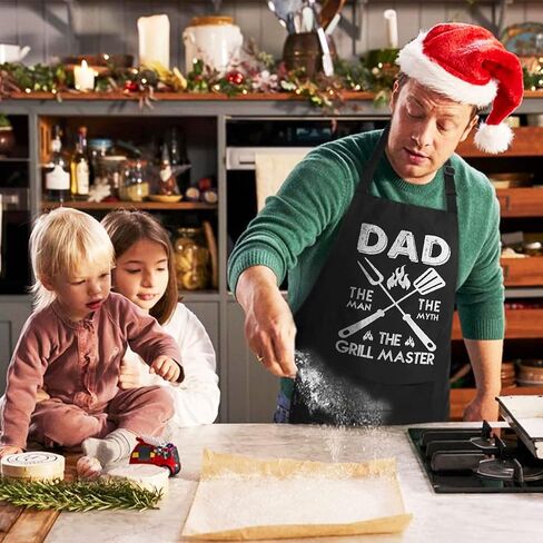100% Cotton, Black Funny Aprons for Men, Dad, Husband - Birthday, Father’s Day Grilling Gifts for Papa, Husband. in Kuwait
