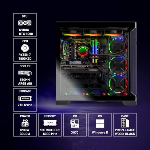 Skytech Rampage Gaming PC Desktop, Ryzen 7 9700X 3.8 GHz (5.5GHz Turbo Boost), NVIDIA RTX 5070 Ti 16GB GDDR7, 1TB Gen4 SSD, 32GB DDR5 RAM 5600 RGB, 850W Gold PSU, 360mm ARGB AIO, Wi-Fi, Win 11 in Saudi Arabia