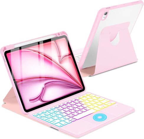 Touchpad Keyboard Case for iPad Air 11 inch M2/Air 5th 4th Generation, 360 Degree Rotation Case with Wireless Rainbow Backlit Keyboard for iPad Air 6th 2024/Air 5/Air 4 Gen (Purple) in Saudi Arabia