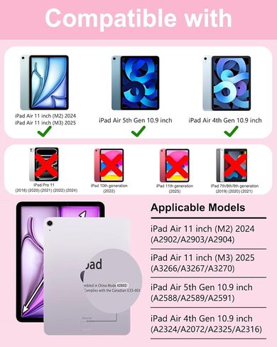 Touchpad Keyboard Case for iPad Air 11 inch M2/Air 5th 4th Generation, 360 Degree Rotation Case with Wireless Rainbow Backlit Keyboard for iPad Air 6th 2024/Air 5/Air 4 Gen (Purple) in Saudi Arabia