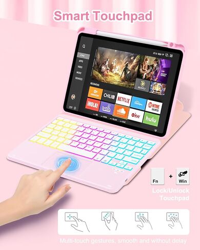 Touchpad Keyboard Case for iPad Air 11 inch M2/Air 5th 4th Generation, 360 Degree Rotation Case with Wireless Rainbow Backlit Keyboard for iPad Air 6th 2024/Air 5/Air 4 Gen (Purple) in Saudi Arabia