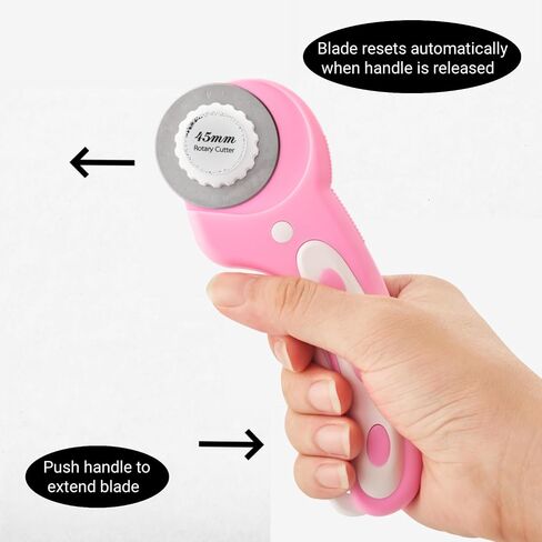 45mm Rotary Cutter for Fabric with 8pcs Rotary Blades, Rolling Fabric Cutter Crochet Edge Skip Stitch Blade Perforating Rotary Cutter, Pinking Rotary Cutter for Quilting Crafts Sewing in Saudi Arabia