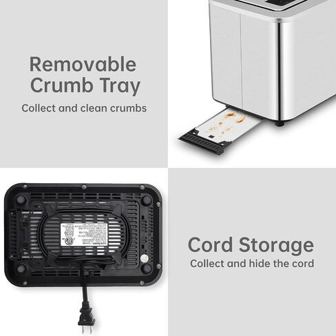 SEEDEEM Toaster 2 Slice, Touch Control Screen, Smart Stainless Toaster, 6 Shade Setting, 6 Bread Selection, Countdown, Removable Crumb Tray, 900W, Silver Metallic in Kuwait