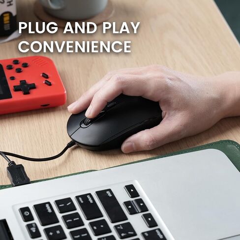 Perixx Perimice-222C USB Type C الماوس البصري السلكي ، كابل 5.9 قدم ، 1200/1600/2000 DPI ، نقرة صامتة ، ambidextros ، أسود in Saudi Arabia