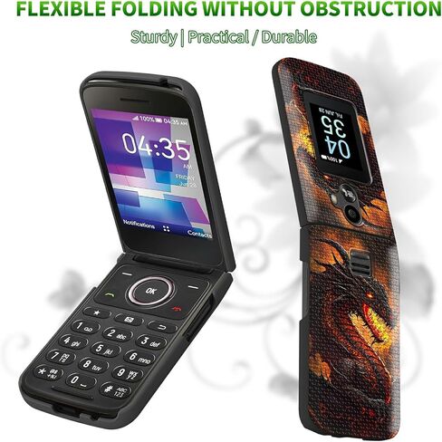 for TCL Flip 3 (2024, T435) Phone Case with Tempered Glass Screen Protector, Dual Layer Anti-Scratch Shockproof Protective Slim Grid Texture Case for Women Man, Book Peony in Saudi Arabia