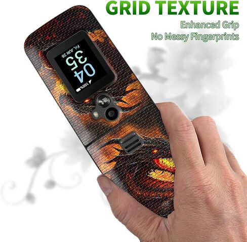 for TCL Flip 3 (2024, T435) Phone Case with Tempered Glass Screen Protector, Dual Layer Anti-Scratch Shockproof Protective Slim Grid Texture Case for Women Man, Book Peony in Saudi Arabia