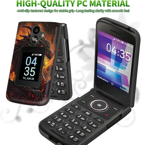 for TCL Flip 3 (2024, T435) Phone Case with Tempered Glass Screen Protector, Dual Layer Anti-Scratch Shockproof Protective Slim Grid Texture Case for Women Man, Book Peony in Saudi Arabia