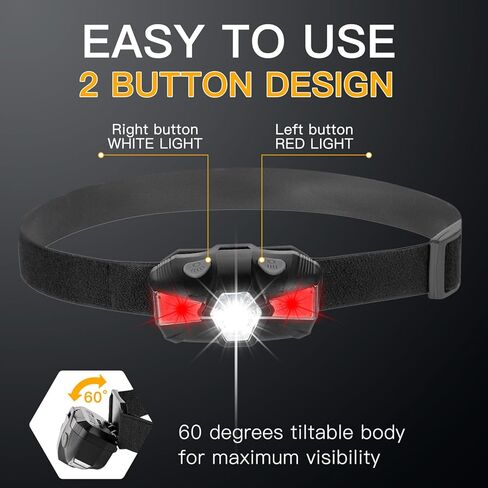 KueHe LED Headlamps with Red Light Requires Only One AA Battery Lightweight Small Headlamp for Adults Kids Camping Running Hurricane Emergency (Included Batteries) in Saudi Arabia
