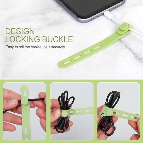 24pcs علاقات كبل السيليكون - علاقات كبل قابلة لإعادة الاستخدام ، مع تصميم مشبك قفل ، وروابط حزام كابل التثبيت القابل للتعديل ، منظم سلك مرونة متعددة الأغراض (4 ألوان) in Kuwait