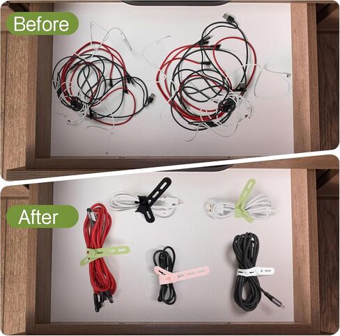 24pcs علاقات كبل السيليكون - علاقات كبل قابلة لإعادة الاستخدام ، مع تصميم مشبك قفل ، وروابط حزام كابل التثبيت القابل للتعديل ، منظم سلك مرونة متعددة الأغراض (4 ألوان) in Kuwait