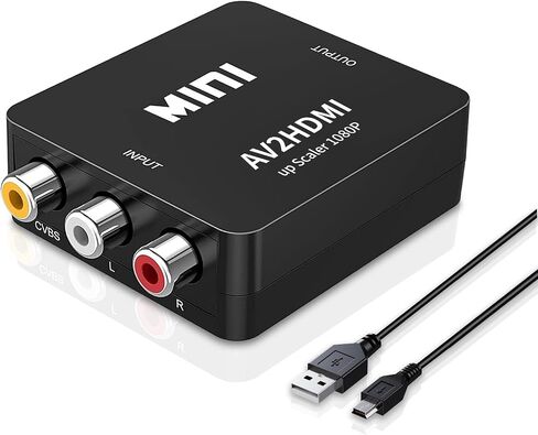 RCA to HDMI Converter, RCA to HDMI Adapter, 1080P Mini RCA Composite CVBS AV to HDMI Video Audio Converter Adapter Box Support PAL/NTSC for Wii PS2 PS3 Xbox VHS VCR Camera DVD(with USB/HDMI/RCA Cable) in Saudi Arabia