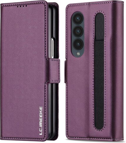 Wallet Pu Leather Case for Samsung Galaxy Z Fold 4,Magnetic Closure Pu Leather with Pen Slot, Cash Slot & Screen Protector Cover Case for Samsung Galaxy Z Fold 4 (Brown) in Saudi Arabia