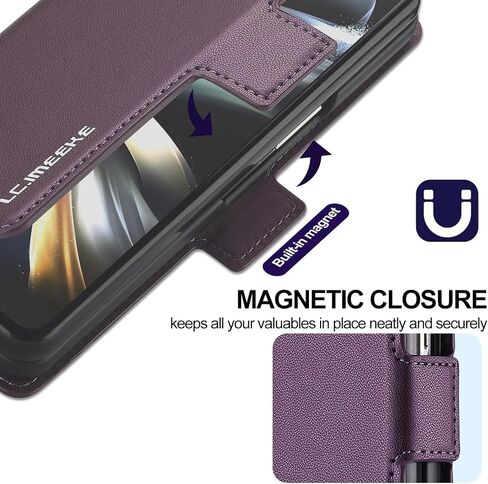 Wallet Pu Leather Case for Samsung Galaxy Z Fold 4,Magnetic Closure Pu Leather with Pen Slot, Cash Slot & Screen Protector Cover Case for Samsung Galaxy Z Fold 4 (Brown) in Saudi Arabia