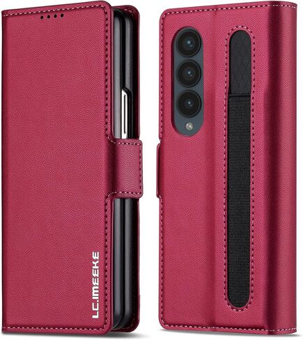 Wallet Pu Leather Case for Samsung Galaxy Z Fold 4,Magnetic Closure Pu Leather with Pen Slot, Cash Slot & Screen Protector Cover Case for Samsung Galaxy Z Fold 4 (Brown) in Saudi Arabia