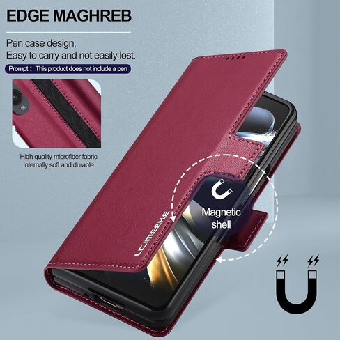 Wallet Pu Leather Case for Samsung Galaxy Z Fold 4,Magnetic Closure Pu Leather with Pen Slot, Cash Slot & Screen Protector Cover Case for Samsung Galaxy Z Fold 4 (Brown) in Saudi Arabia