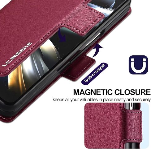 Wallet Pu Leather Case for Samsung Galaxy Z Fold 4,Magnetic Closure Pu Leather with Pen Slot, Cash Slot & Screen Protector Cover Case for Samsung Galaxy Z Fold 4 (Brown) in Saudi Arabia
