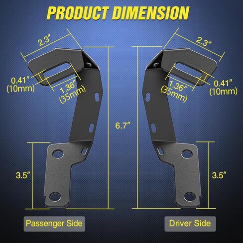 Nilight Ditch Light Brackets Hood Mount Brackets for Auxiliary Offroad LED Pod Light Work Light Compatible with 2007-2013 GMC Yukon Sierra & Chevy Suburban Tahoe Silverado, 2 Years Warranty,Black in Kuwait