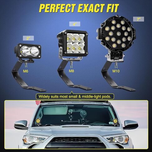 Nilight Ditch Light Brackets Hood Mount Brackets for Auxiliary Offroad LED Pod Light Work Light Compatible with 2007-2013 GMC Yukon Sierra & Chevy Suburban Tahoe Silverado, 2 Years Warranty,Black in Kuwait