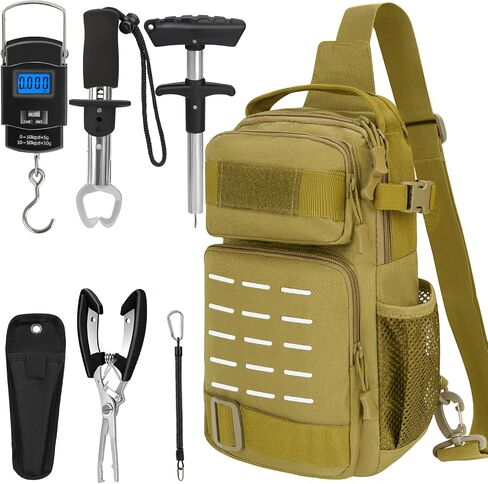 THKFISH 7 PCS مجموعة أدوات الصيد ، حقيبة معالجة حبال الصيد التكتيكية مع مجموعات الصيد الأسماك ، أدوات مزيل ربط الأسماك ، مجموعة الأسماك مع حبل الغمد والأدوات ، مقياس وزن الأسماك الرقمي in Kuwait