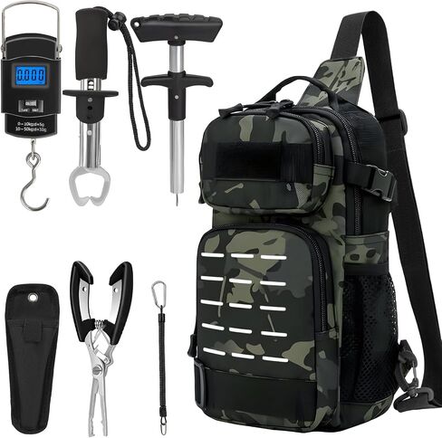 THKFISH 7 PCS مجموعة أدوات الصيد ، حقيبة معالجة حبال الصيد التكتيكية مع مجموعات الصيد الأسماك ، أدوات مزيل ربط الأسماك ، مجموعة الأسماك مع حبل الغمد والأدوات ، مقياس وزن الأسماك الرقمي in Kuwait