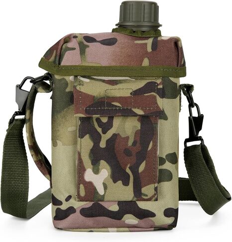 2L Military Square Water Botter Canteen PE Water Botter insulated Carer Cover Portable Tactical Pouch for Hiking Camping Outdoor Acitvties Army Green in Saudi Arabia