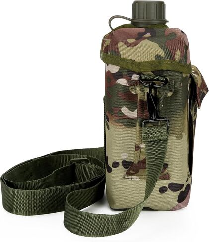 2L Military Square Water Botter Canteen PE Water Botter insulated Carer Cover Portable Tactical Pouch for Hiking Camping Outdoor Acitvties Army Green in Saudi Arabia