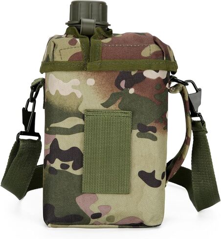 2L Military Square Water Botter Canteen PE Water Botter insulated Carer Cover Portable Tactical Pouch for Hiking Camping Outdoor Acitvties Army Green in Saudi Arabia