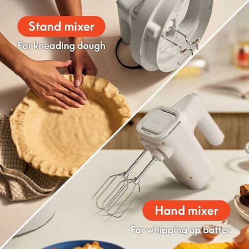 bella 3.5 qt Hand & Stand Mixer, 2 in 1 Multifunctional Kitchen Gadget, Space-saving Design & Double Dishwasher-Safe Bowls, Perfect for Dough and Batter, 200 Watt, Oatmilk in Saudi Arabia
