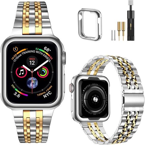 MioHHR Compatible with Apple Watch Band 38mm 40mm 41mm, Solid Stainless Steel Metal Strap Band for iWatch Series 9 8 7 6 5 4 3 2 1 SE, Gold in Kuwait