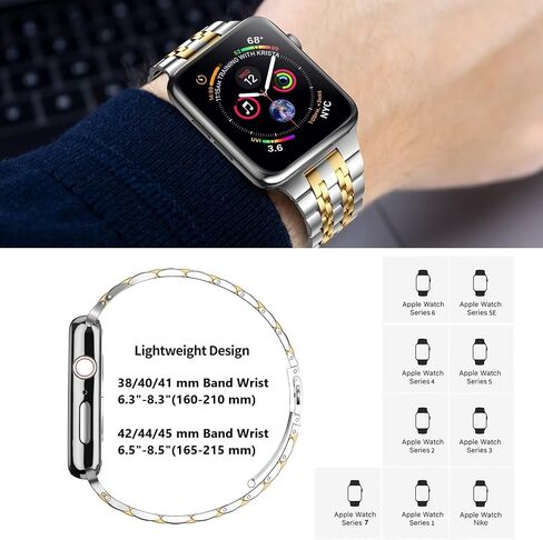 MioHHR Compatible with Apple Watch Band 38mm 40mm 41mm, Solid Stainless Steel Metal Strap Band for iWatch Series 9 8 7 6 5 4 3 2 1 SE, Gold in Kuwait