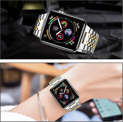 MioHHR Compatible with Apple Watch Band 38mm 40mm 41mm, Solid Stainless Steel Metal Strap Band for iWatch Series 9 8 7 6 5 4 3 2 1 SE, Gold in Kuwait