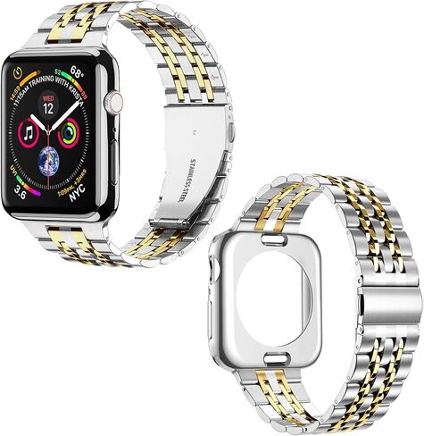MioHHR Compatible with Apple Watch Band 38mm 40mm 41mm, Solid Stainless Steel Metal Strap Band for iWatch Series 9 8 7 6 5 4 3 2 1 SE, Gold in Kuwait