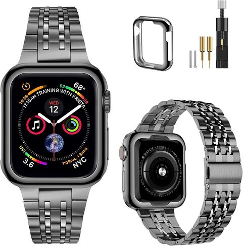 MioHHR Compatible with Apple Watch Band 38mm 40mm 41mm, Solid Stainless Steel Metal Strap Band for iWatch Series 9 8 7 6 5 4 3 2 1 SE, Gold in Kuwait