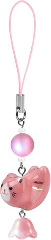 Agromusk Cat Phone Charms ، Kitty Lucky Kitty Bededited مع حزام هاتف زهرة ، Kawaii Y2K Decor Decor in Kuwait